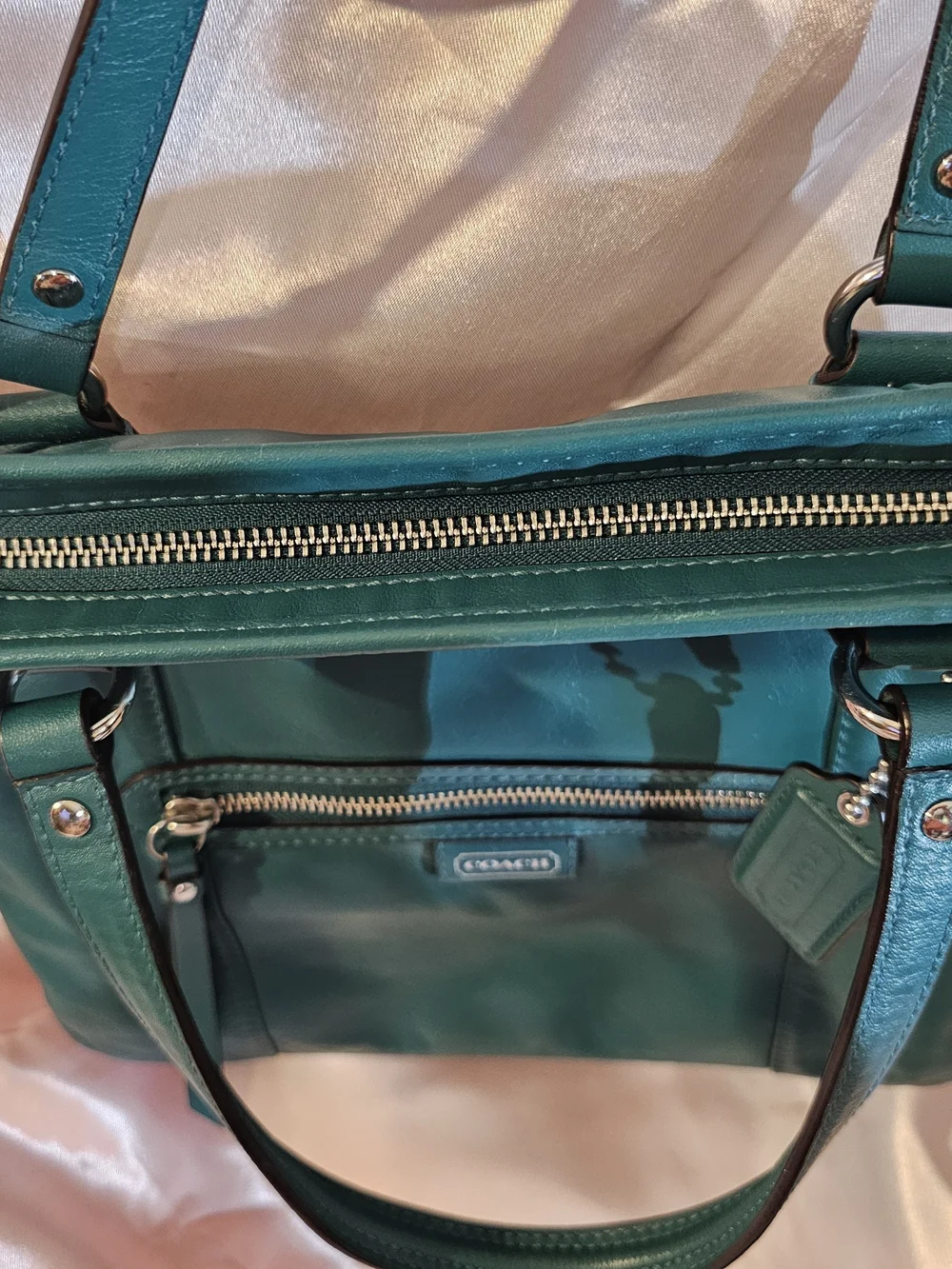 Coach Daisy Teal Leather Shoulder Bag & Matching Wallet Set Mint